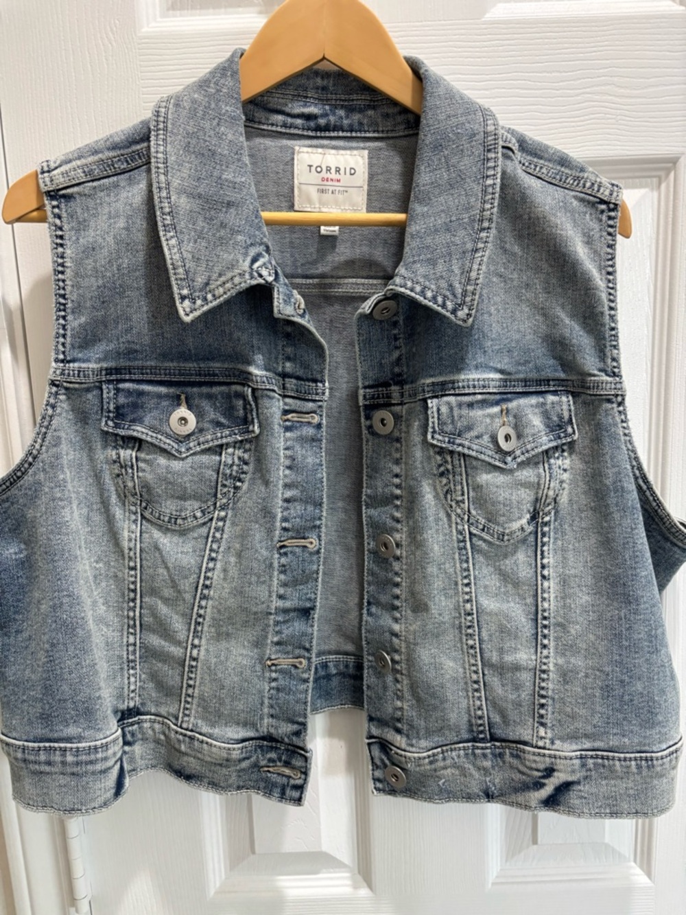torrid Light Wash Denim Vest - Light Blue